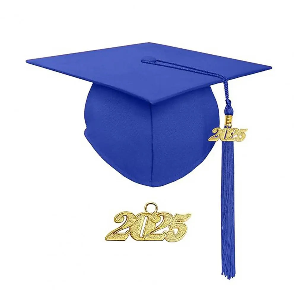 Bachelor Uniform with Hat V Neck Knee Length Long Sleeve Hidden Button Student Graduation Robe Doctor Master Graduation Clothes