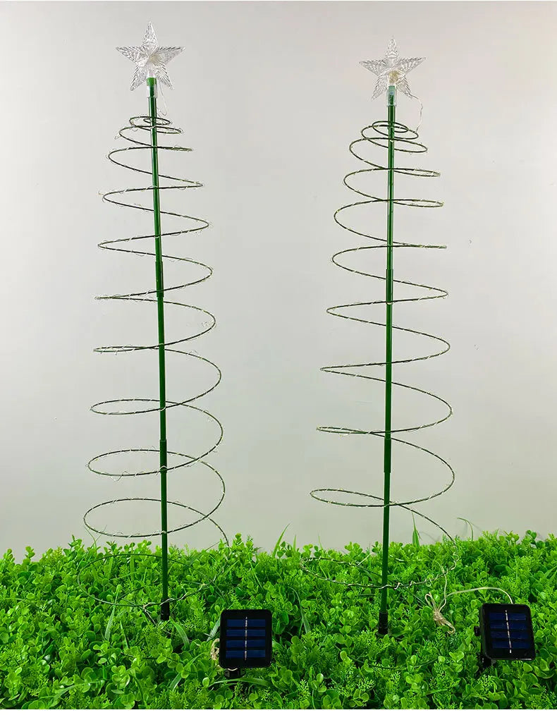 Solar Christmas Tree Lights Festive Dress Up Scene Layout Outdoor Garden Windproof IP65 Star Lights Decorative Lights