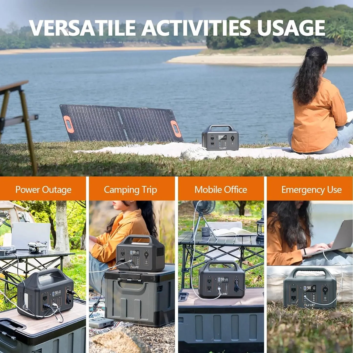 Portable Power Station 500W(Surge1000W) 512Wh Solar Generator with UPS Function 2.5Hrs Fast Charge 160000mAh Home Battery Backup