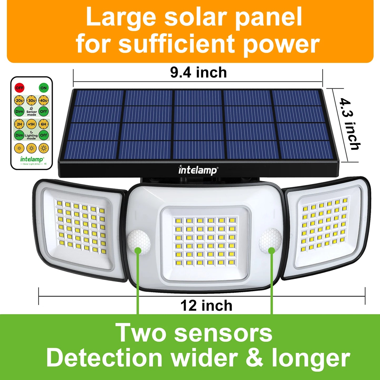 Intelamp Solar Outdoor Light Motion Sensor Waterproof Bright Wall Street Lamp For Garden Yard Path Garage Stairs Porch