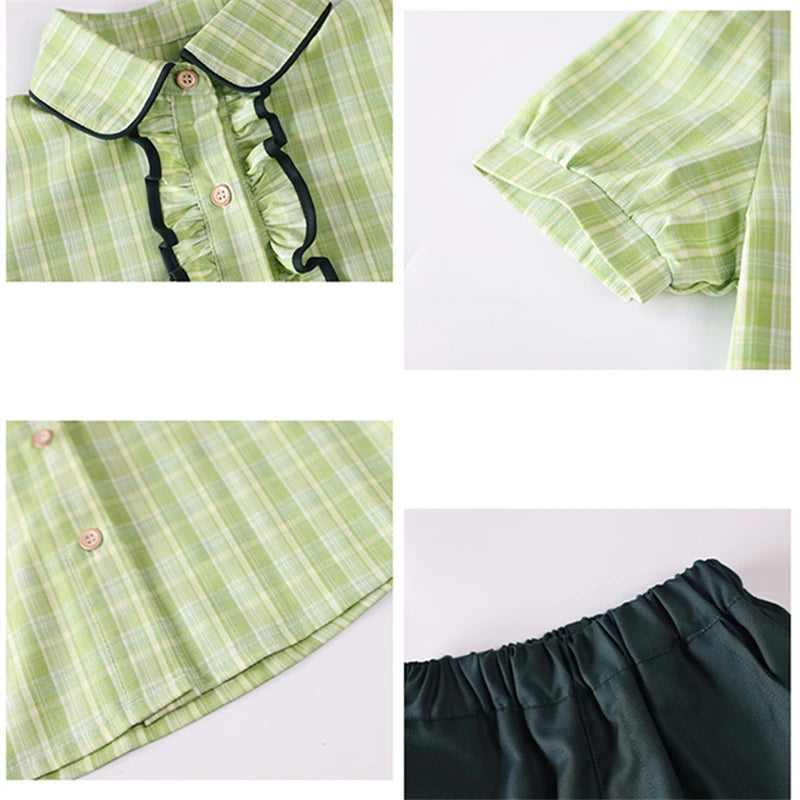 School Uniform Boy Girls Clothing Set Top And Bottom 2 Pieces Costume Suit Kids Child Stage Wear Performance Clothes Tracksuit