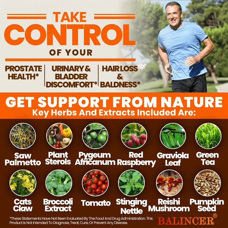 Balincer Men's Vitamin Capsules - Supports Prostate Function, Helps Improve Urinary Tract Function, Relieves Frequent Urination - MediaEclat.store