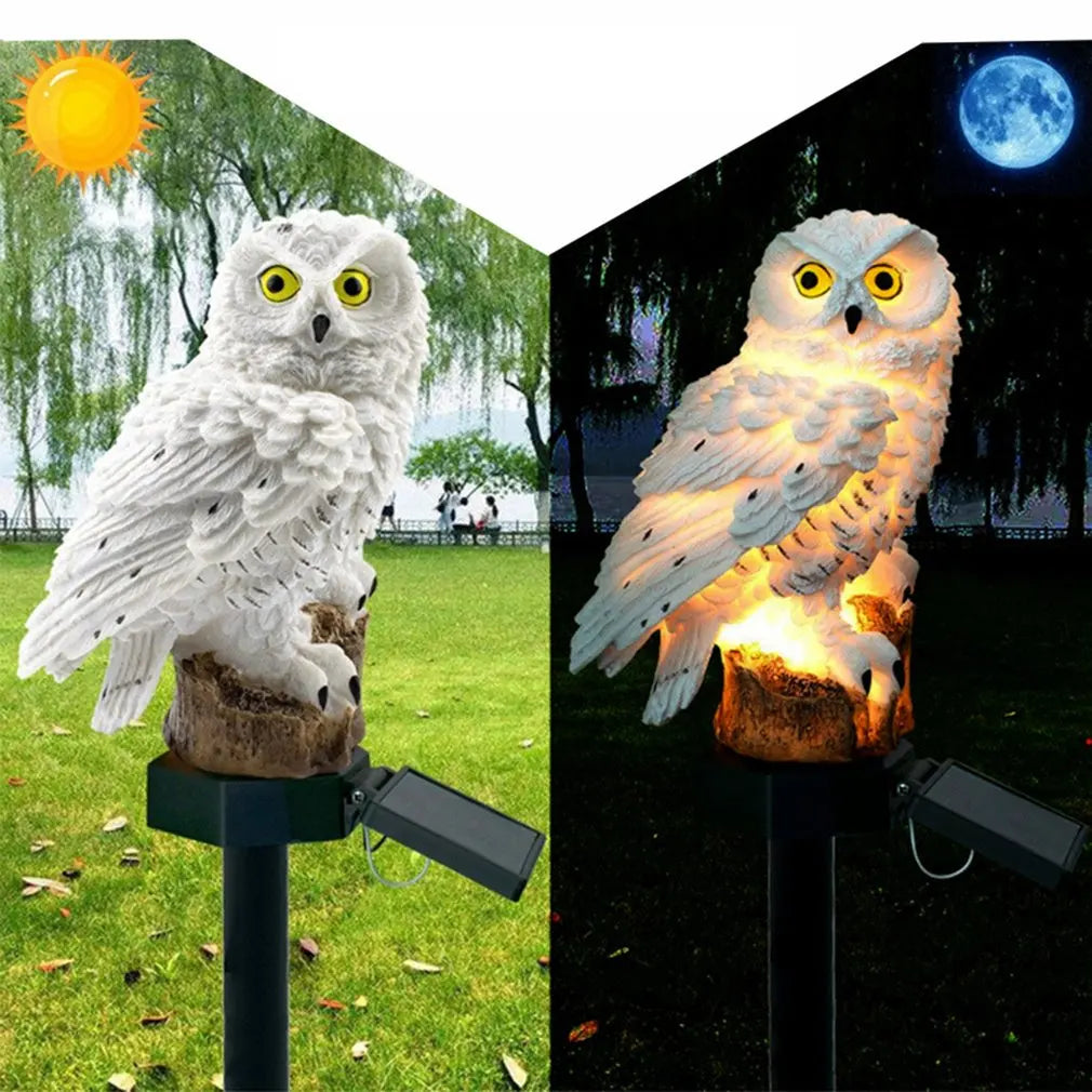 Owl Solar Light With Solar LED Panel Fake Owl Waterproof Solar Garden Lights Owl Ornament Animal Bird Outdoor Lamps