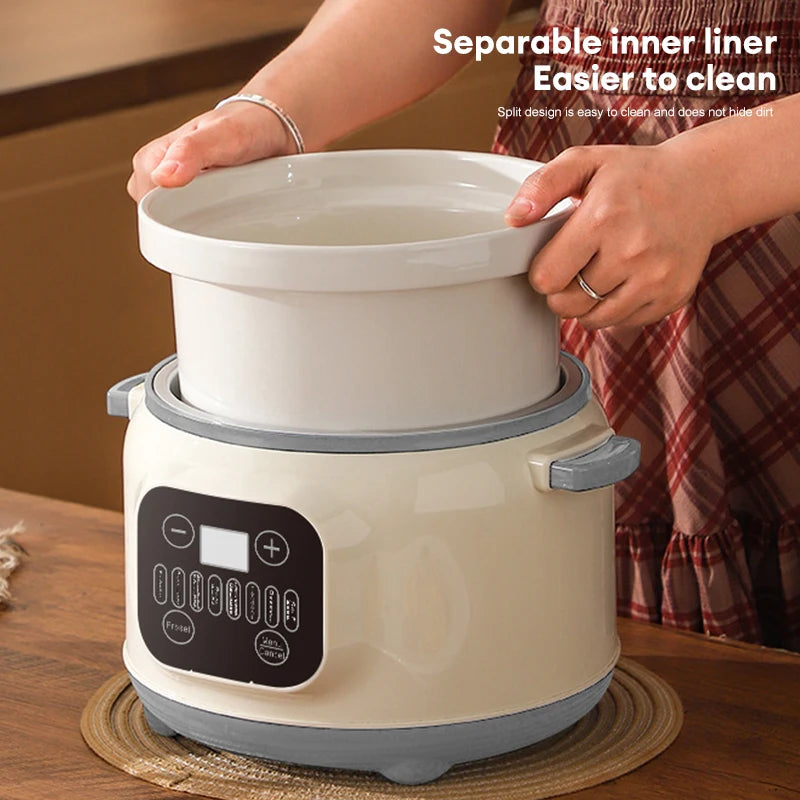 3.8L Multifunctional Electric stew pot Slow Cooker Ceramic Inner Pot Multi-Cooker for Soup Porridge Casserole Household Kitchen