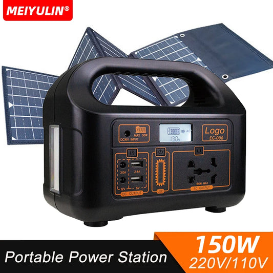 150W Portable VRLA Power Station 220V/110V Solar Generator 144Wh Outdoor Emergency External Mobile Battery Powerbank For Camping