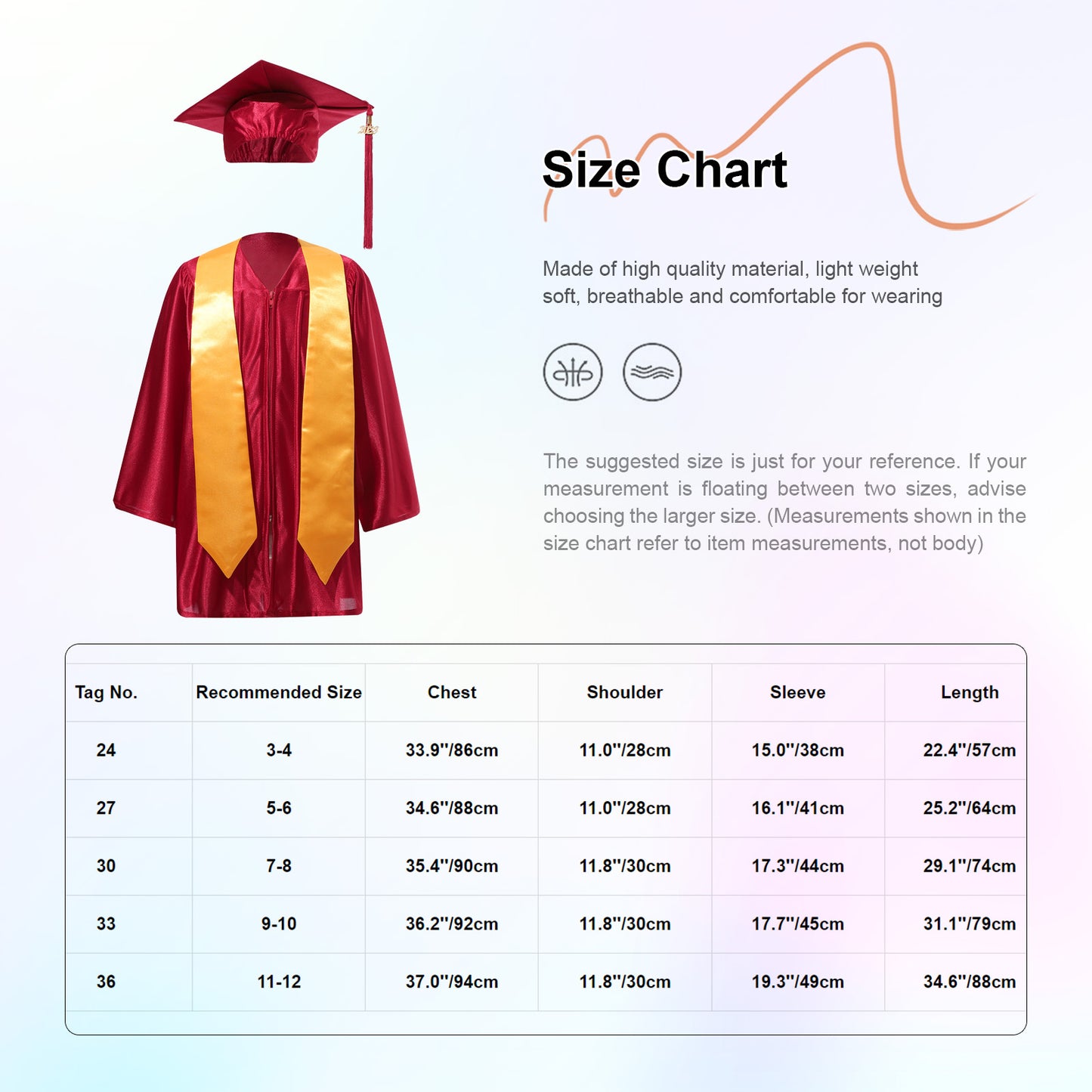 Kids Girls Boys School Uniform Ceremony Graduation Ceremony Gown with Badge Outfit Children Set Preschool Kindergarten Costumes