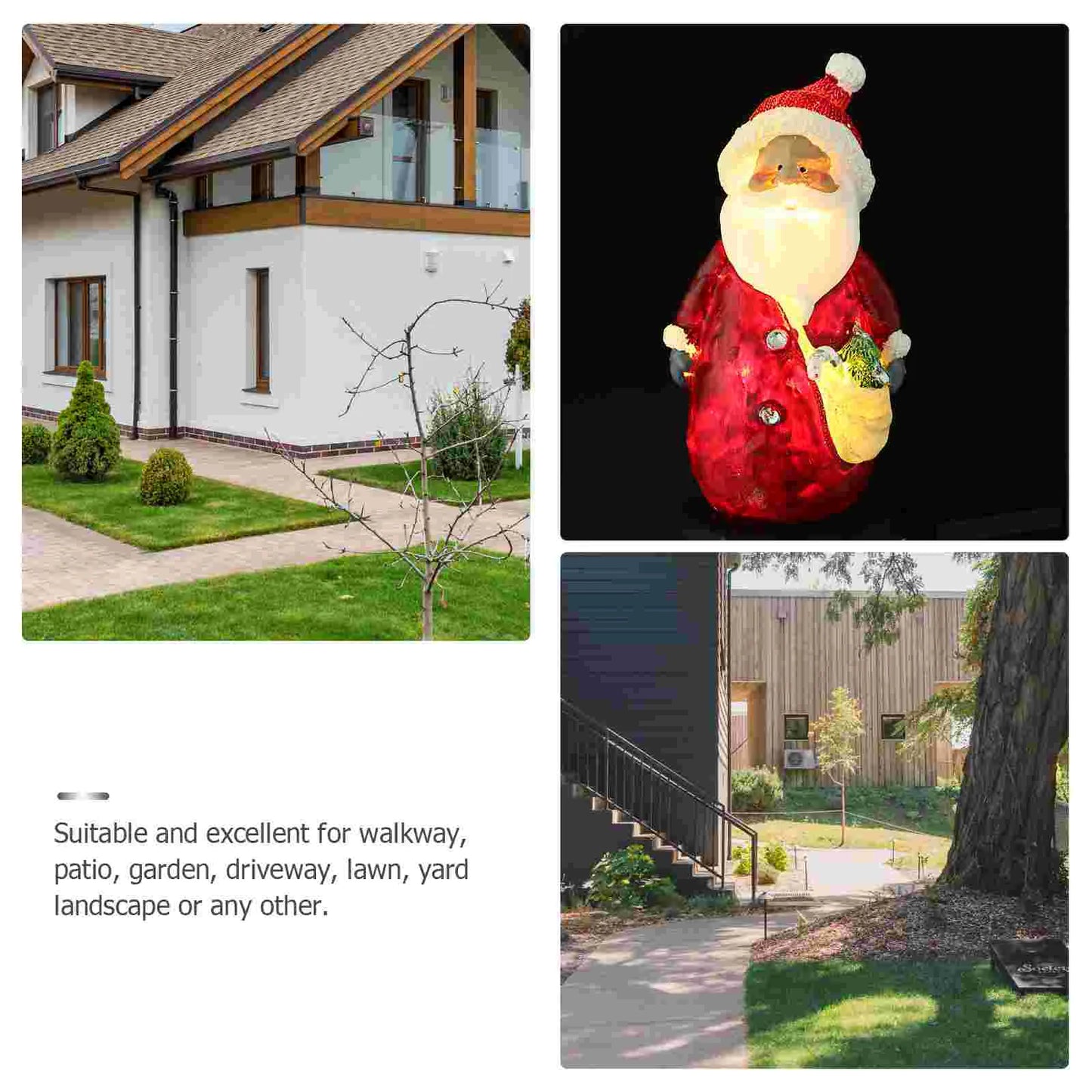 Solar Powered Christmas Garden Lights Decorations 2 Pcs, Outdoor Modeling Street Stake LED Yard Plastic Resin Lawn