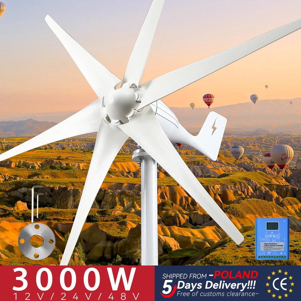 EU 5 days delivery 3000W Windmill Turbine Generator Dynamo Energy 3KW 12V 24V 48V With Mppt Charge Controller For Home Use