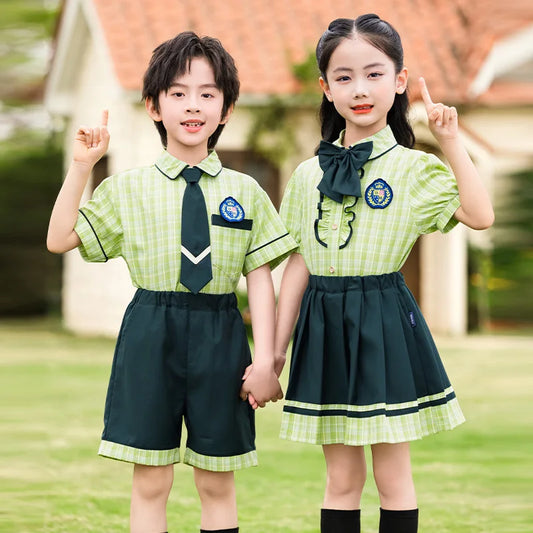 School Uniform Boy Girls Clothing Set Top And Bottom 2 Pieces Costume Suit Kids Child Stage Wear Performance Clothes Tracksuit