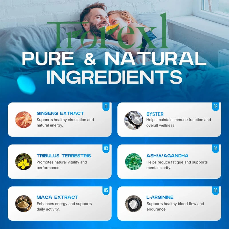 Natural Oyster & Ginseng Blue Pills Male Enhancing Supplement Support Energy & Stamina 36-360 Tablets - MediaEclat.store