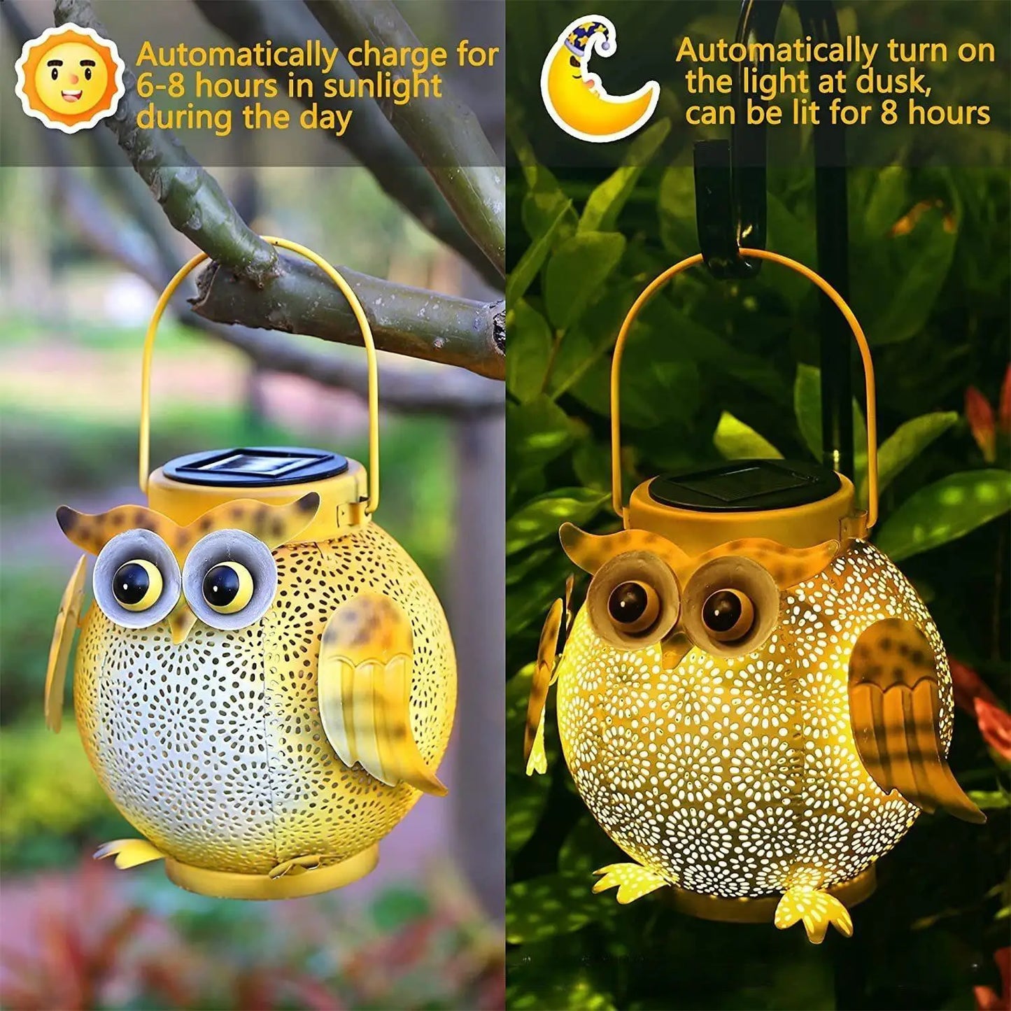 LED Solar Light Outdoor Hanging Landscape Lamp Projector Lamp Waterproof Camping Light Owl Night Light Garden Decoration Light