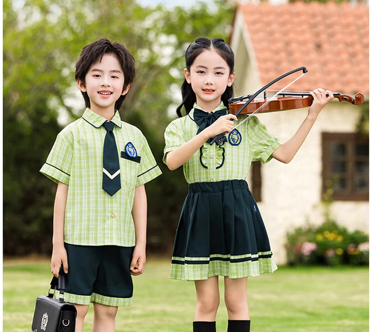 School Uniform Boy Girls Clothing Set Top And Bottom 2 Pieces Costume Suit Kids Child Stage Wear Performance Clothes Tracksuit