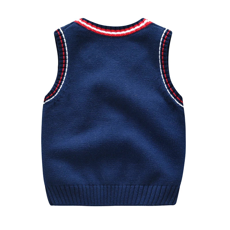 School Uniform Autumn Children's Vest Sweater Kids Knitted Pullover Outerwear Coat For Teen Boys Girls 2-6 Years Tops Waistcoat