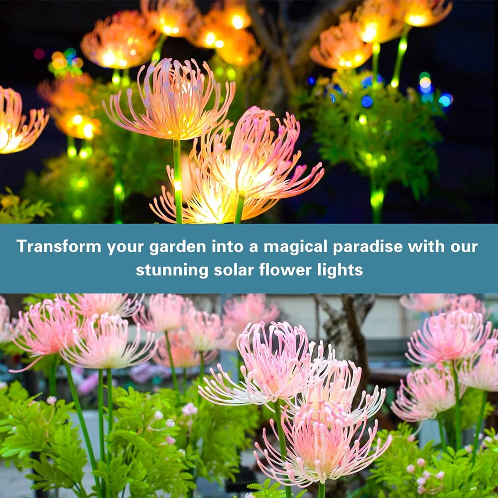 Solar Garden Lights, Solar Flowers Lights with Glowing Flowers & Stems with Upgraded Solar Panel for Garden, Yard Decor