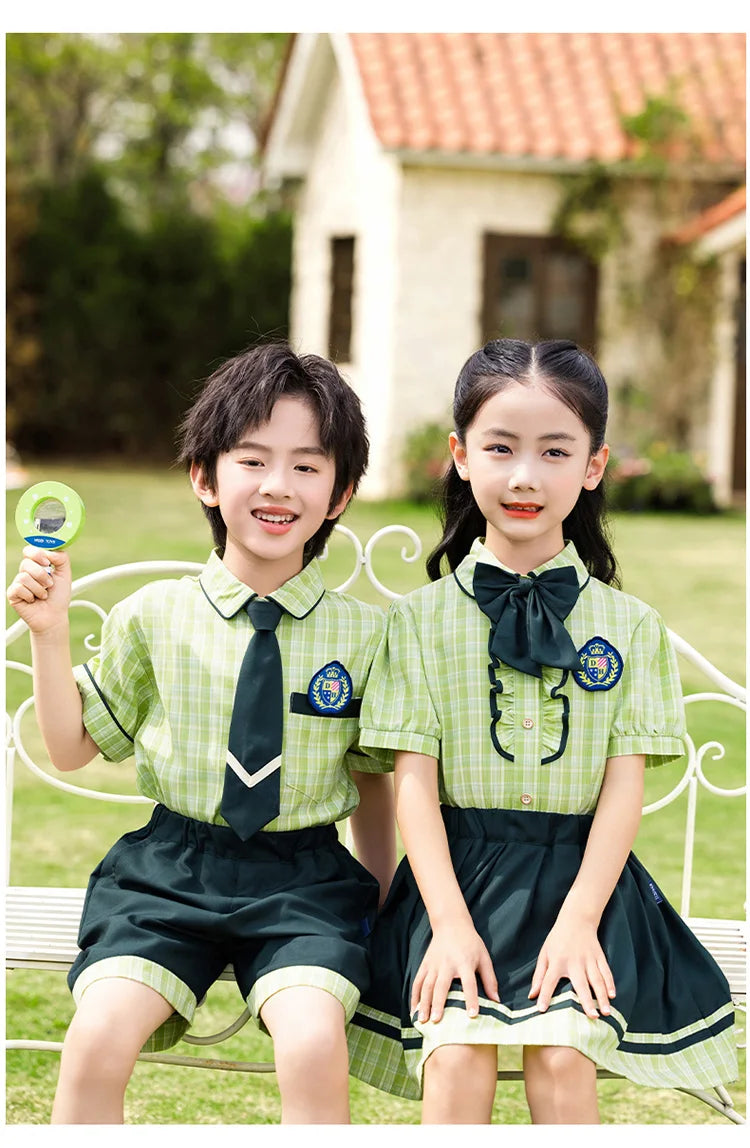 School Uniform Boy Girls Clothing Set Top And Bottom 2 Pieces Costume Suit Kids Child Stage Wear Performance Clothes Tracksuit