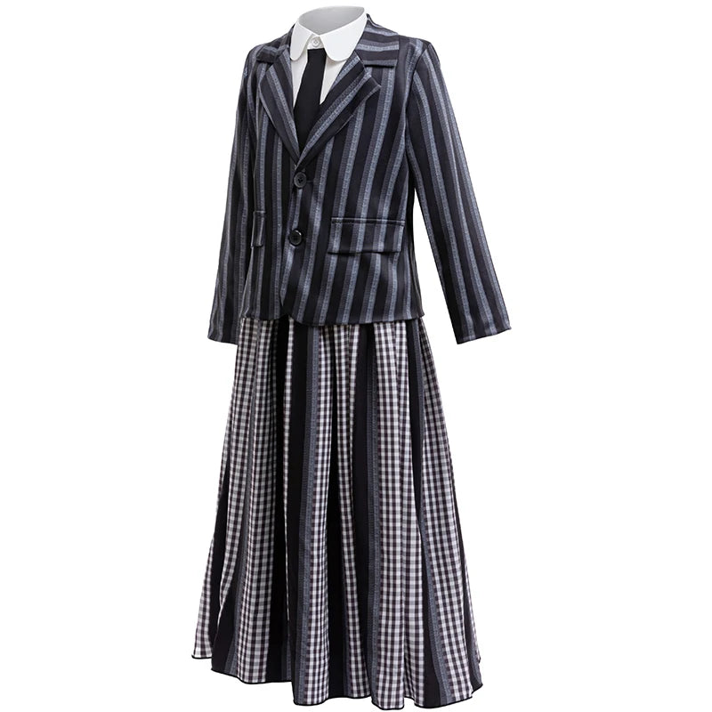 Wednesday 2 Same Style School Uniform Sets For Children Autumn Formal Skirt Suit Girl Clothes Outfits Halloween Cosplay Costume