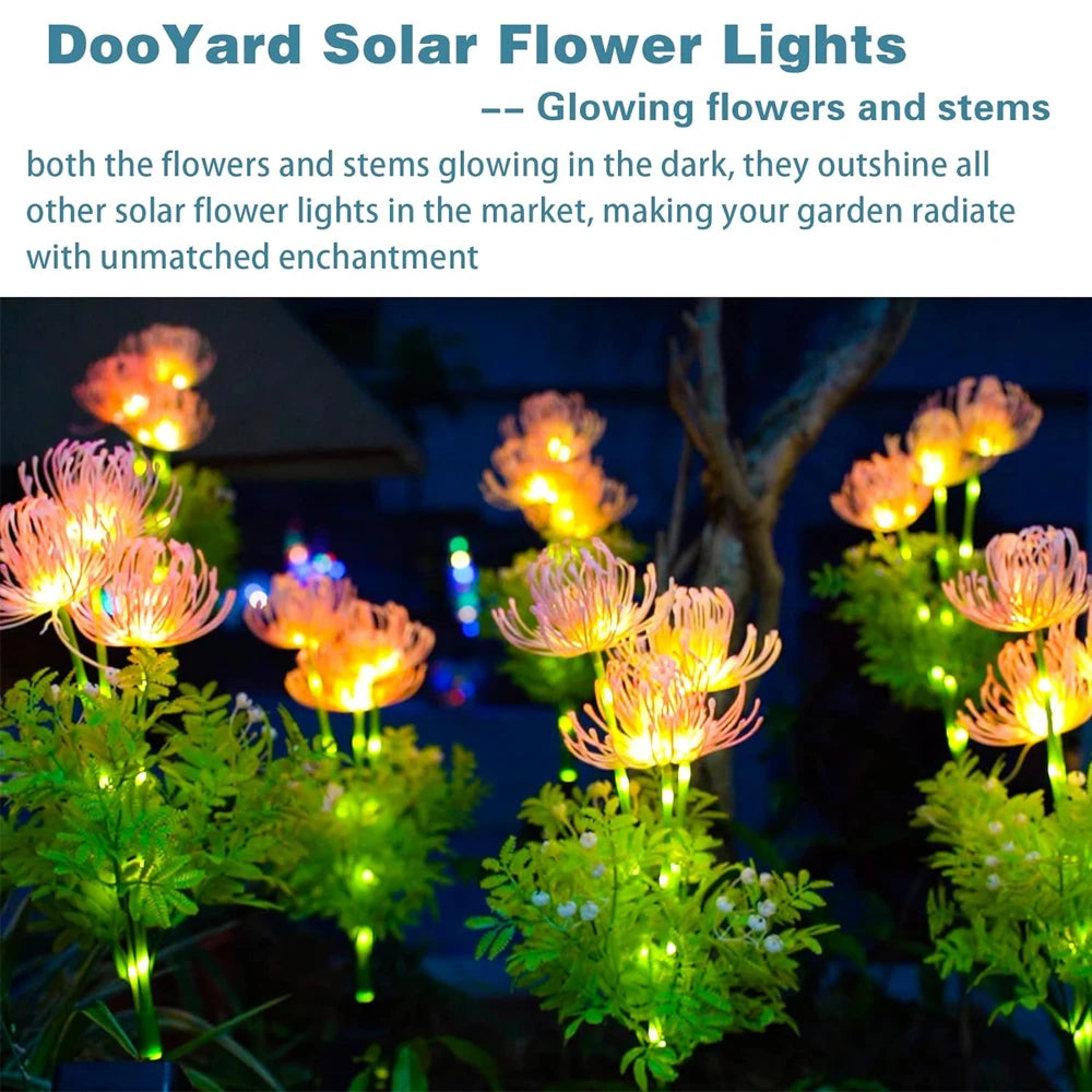 Solar Garden Lights, Solar Flowers Lights with Glowing Flowers & Stems with Upgraded Solar Panel for Garden, Yard Decor