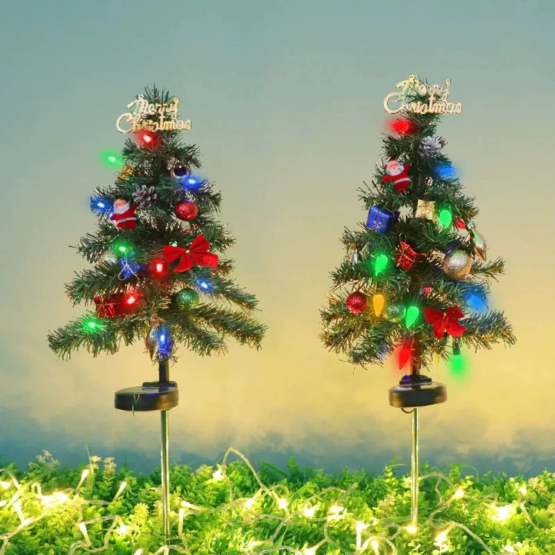 Solar Christmas Tree LED Light Outdoor Decorative Lawn Garden Pathway Landscape Lighting Festive Holiday Decor