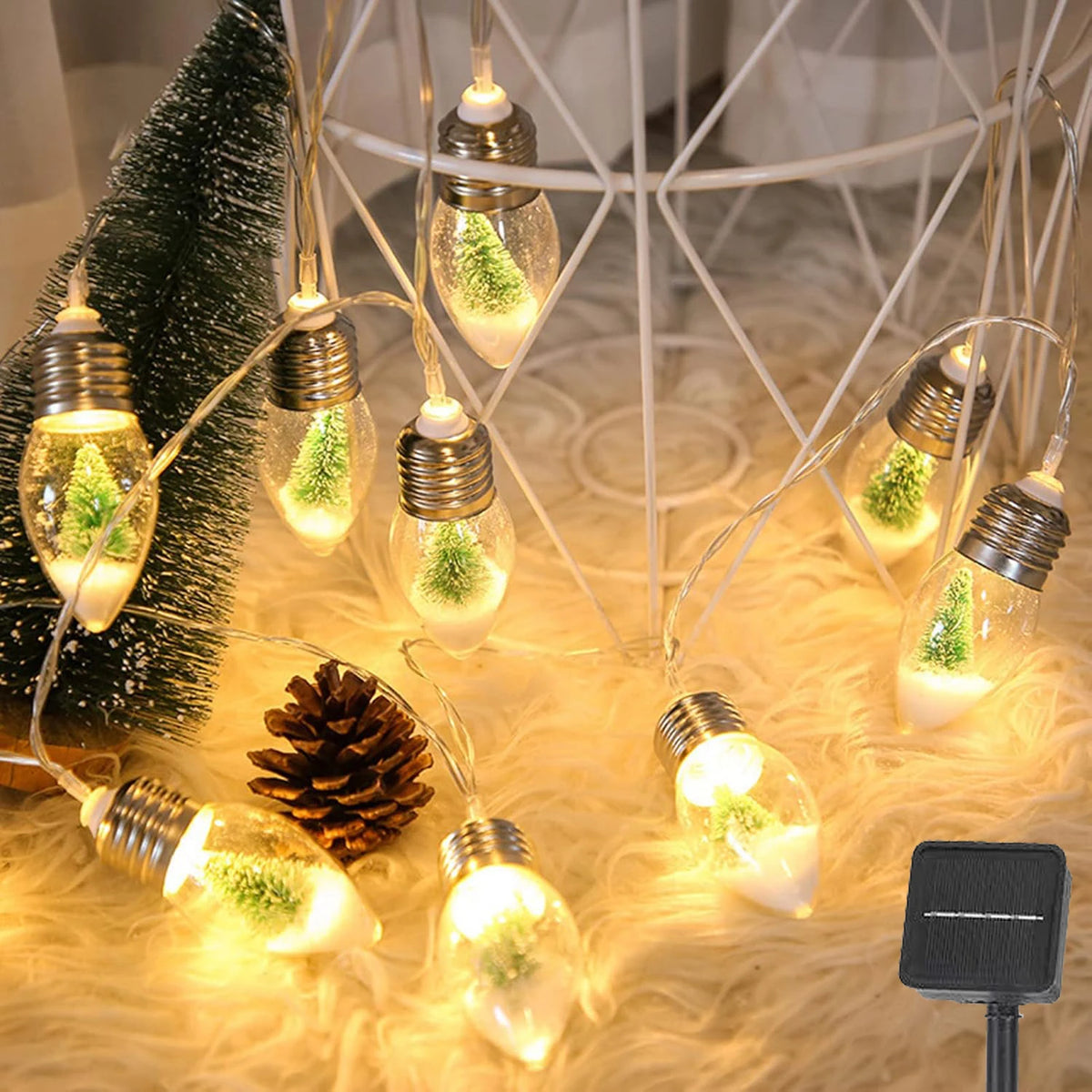 Christmas Tree Solar String Light 5m 20 Bulbs Outdoor Waterproof Fairy Lights for Porch Balcony Garden Decor Solar Fence Light