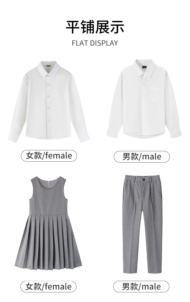 Child School Uniform outfits Navy Sweater cardigan+shirt+pants (dress)+tie 4pcs Boys girls JK clothes Suit Kid Student Class Set