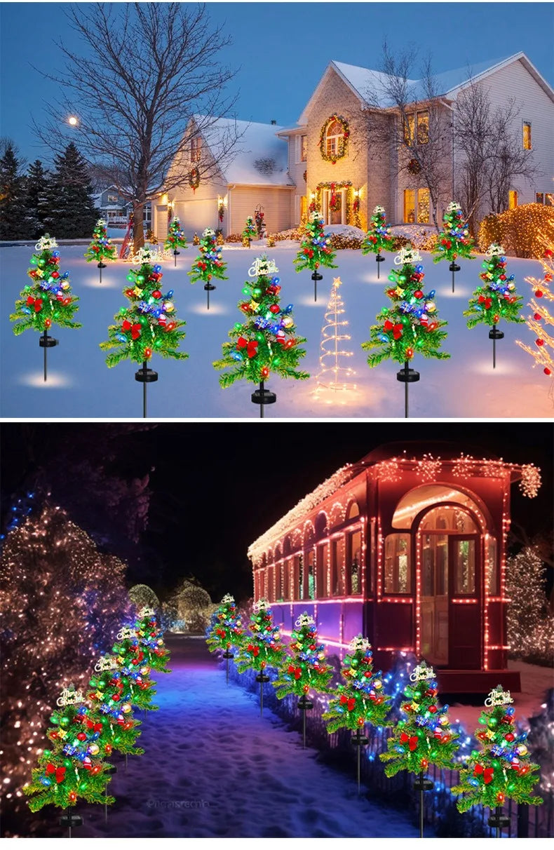 Solar Christmas Tree LED Light Outdoor Decorative Lawn Garden Pathway Landscape Lighting Festive Holiday Decor
