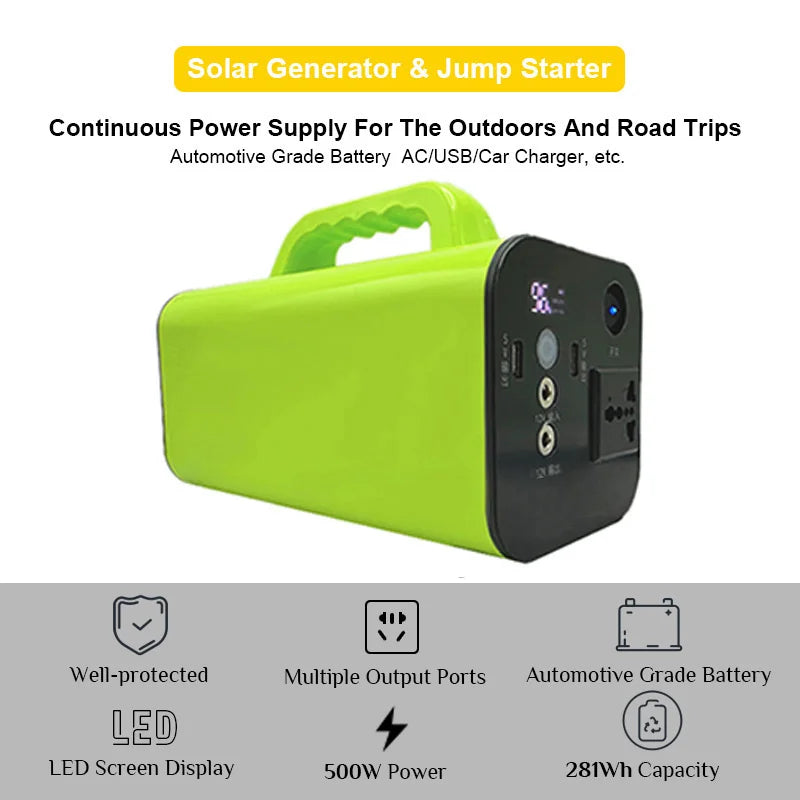 K36C Power Bank Portable 500W 281Wh 88000mAh 220V Power Station Solar Generator Outdoor Camping Camping Emergency Power Supply