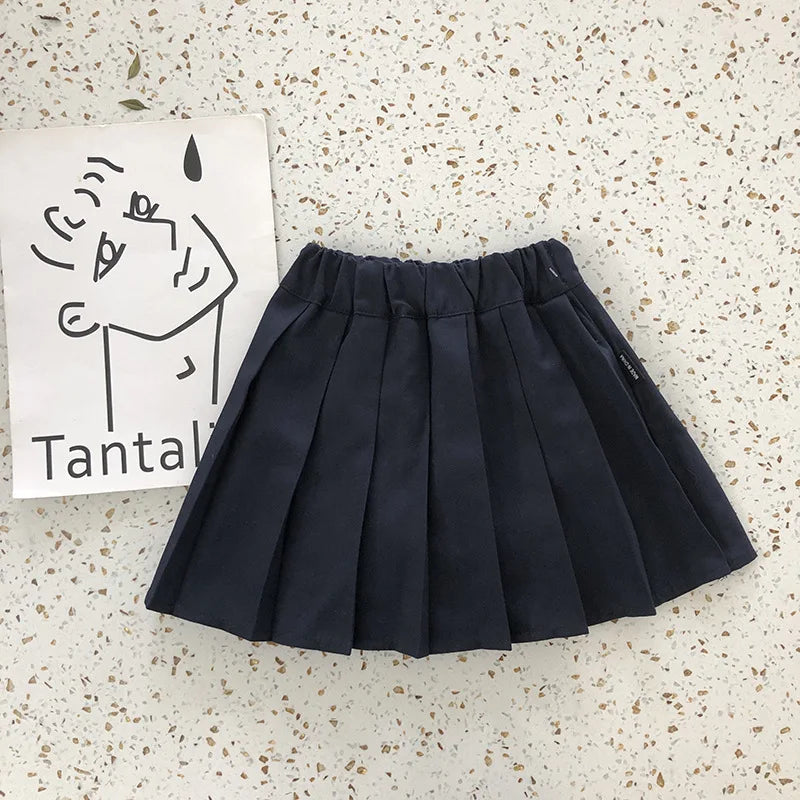 School Uniform Girls Sundress Children White Long Sleeve Blouse+sleeveless Dress 2 Piece Sets Baby Top Skirts Suit Kids Dresses