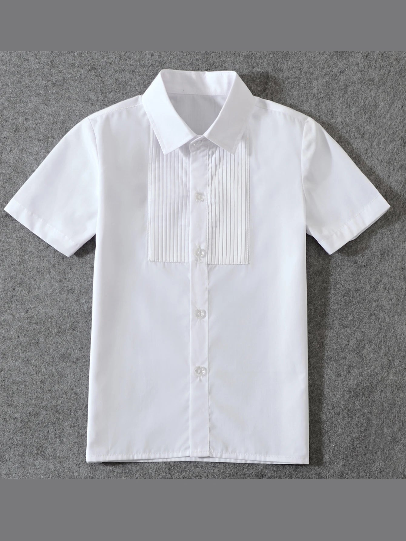 4pcs/set Boys' short Suit Set With short  Shirt , short Pants  Tie And Straps School Uniforms