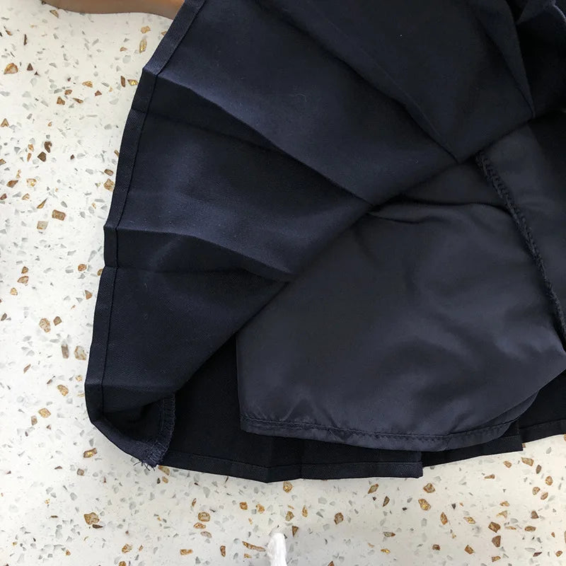 School Uniform Girls Sundress Children White Long Sleeve Blouse+sleeveless Dress 2 Piece Sets Baby Top Skirts Suit Kids Dresses