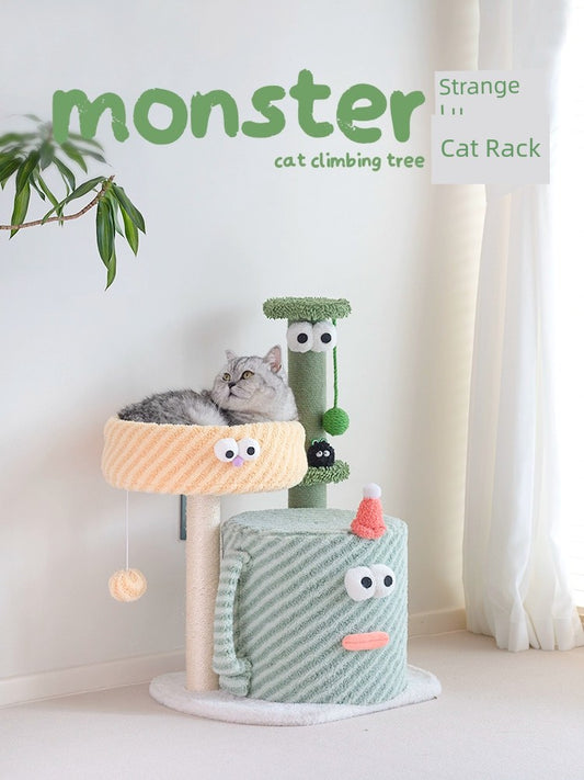 Small Monster Cat Climbing Frame Cat Nest Cat Tree Integrated Small Cat Rack Scratching Pole Cat Scratch Board Cat Supplies Does Not Cover an Area