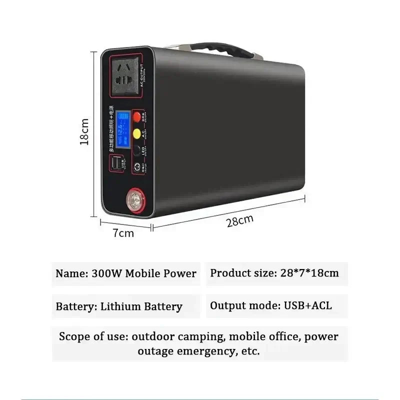 90000mAh New Portable Charging Station 220V 300W Outdoor Power Bank Home Camping Lifepo4 Power System Rechargeable Generator