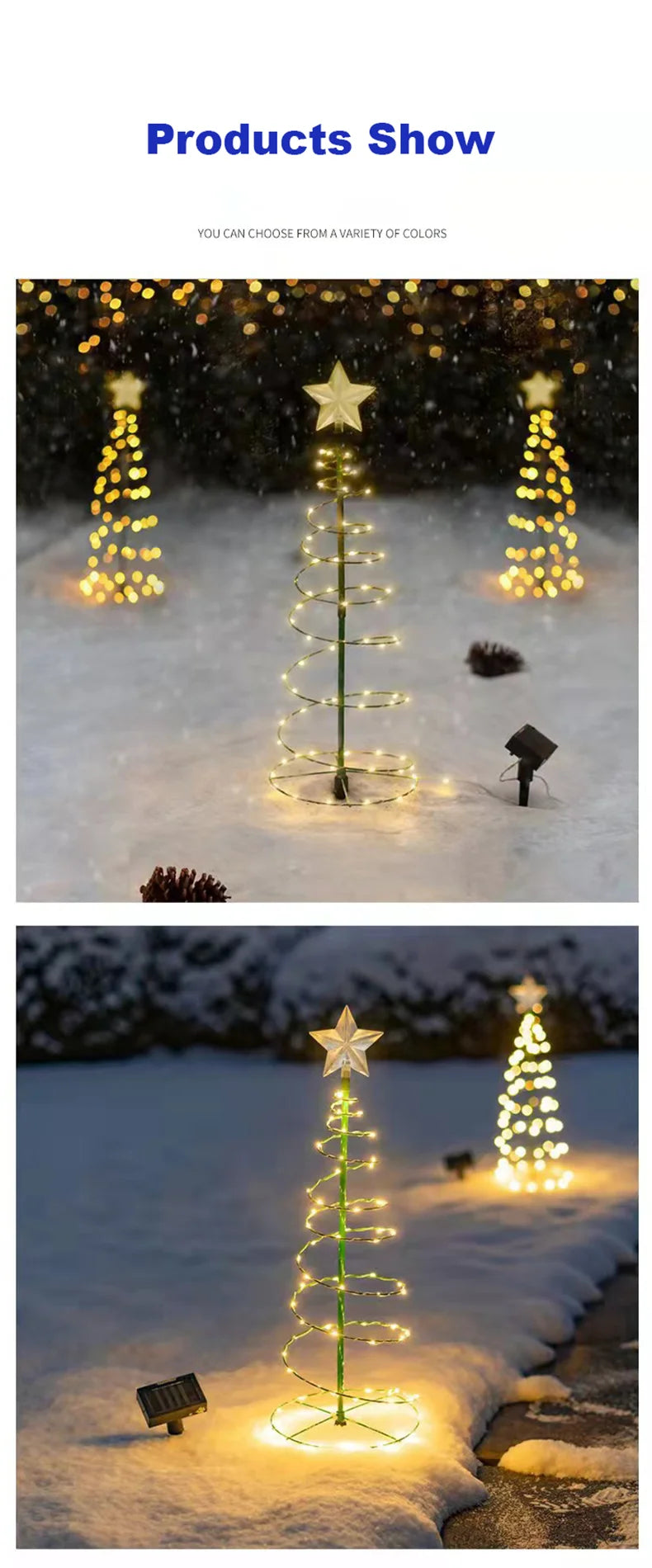 Solar Christmas Tree Lights Festive Dress Up Scene Layout Outdoor Garden Windproof IP65 Star Lights Decorative Lights