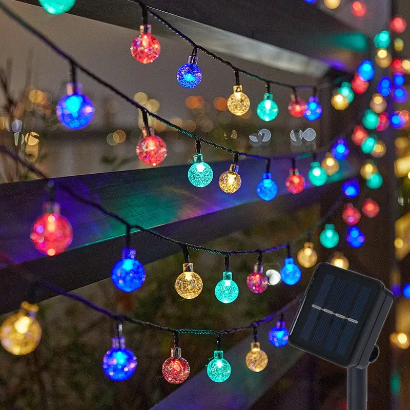 2024 New Solar Crystal Globe LED String Lights LED Solar Outdoor Light IP65 Fairy Light Christmas Garland for Garden Party Decor