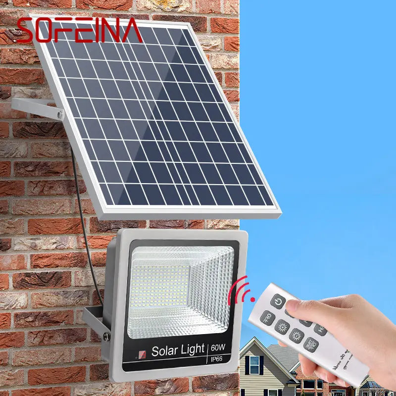 SOFEINA Solar Flood Light Street Lamp With Remote Control Waterproof IP65 LED Outdoor Light Highlight For Garden Balcony