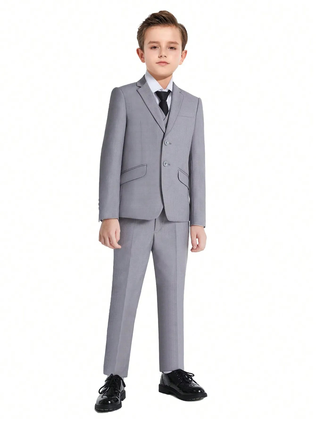 4pcs/set Boys' Suit Set With Pants, Vest, Tie And Jacket School Uniforms