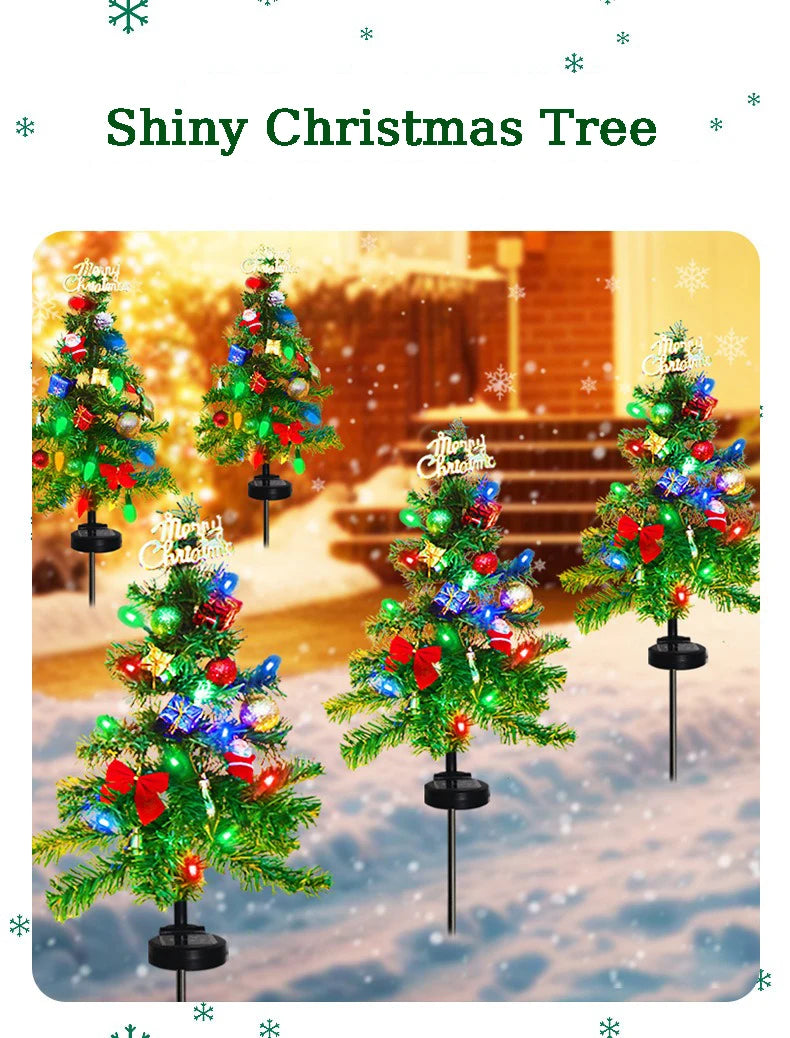 Solar Christmas Tree LED Light Outdoor Decorative Lawn Garden Pathway Landscape Lighting Festive Holiday Decor