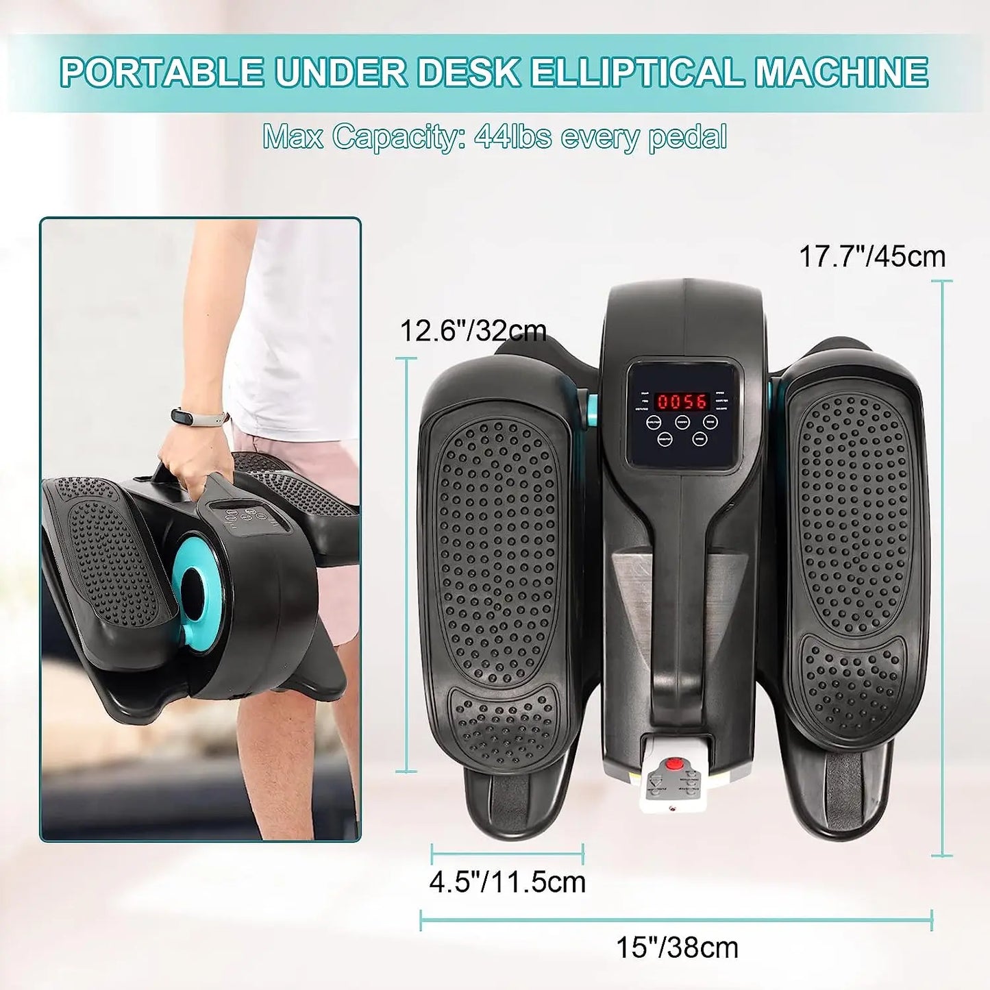 Under Desk Elliptical, Electric Seated Pedal Exerciser,  Leg Exerciser with Display Monitor, Remote Control Adjustable Speeds, E