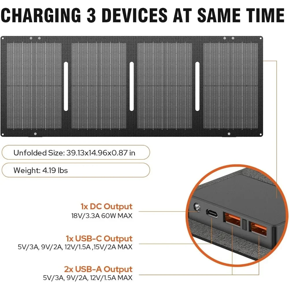 Portable Solar Generator, 300W Portable Power Station with Foldable 60W Solar Panel, for Home Use RV Outdoor Camping Adventure