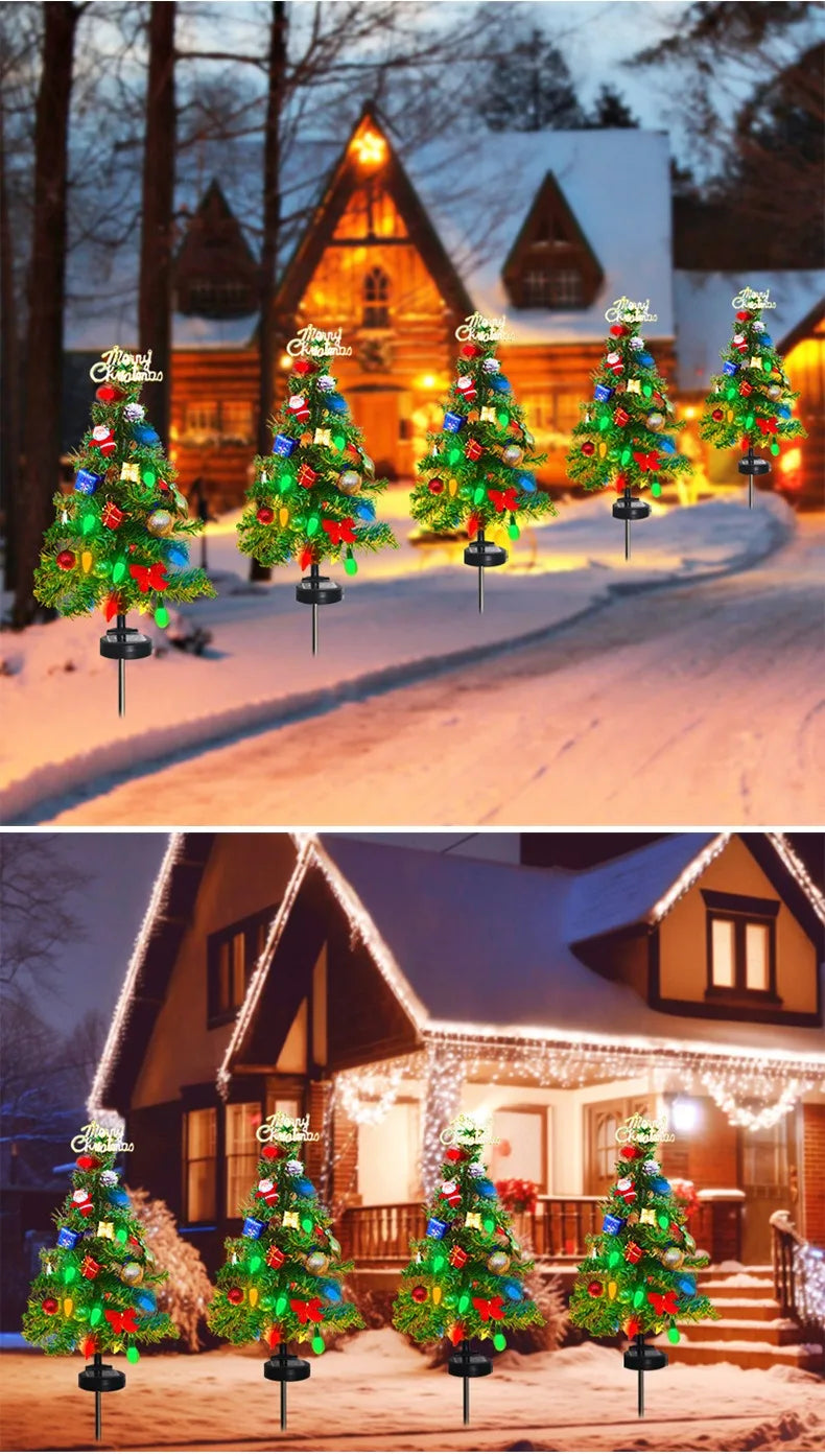 Solar Christmas Tree LED Light Outdoor Decorative Lawn Garden Pathway Landscape Lighting Festive Holiday Decor
