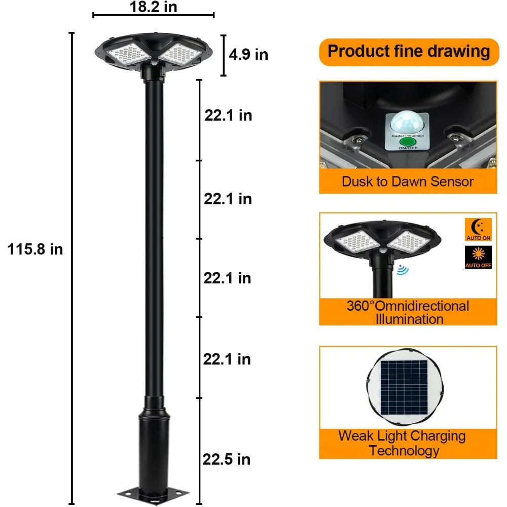 Solar Light, IP67 Waterproof Post Lights, Dusk To Dawn Landscape Path Lights with Remote, Solar Light