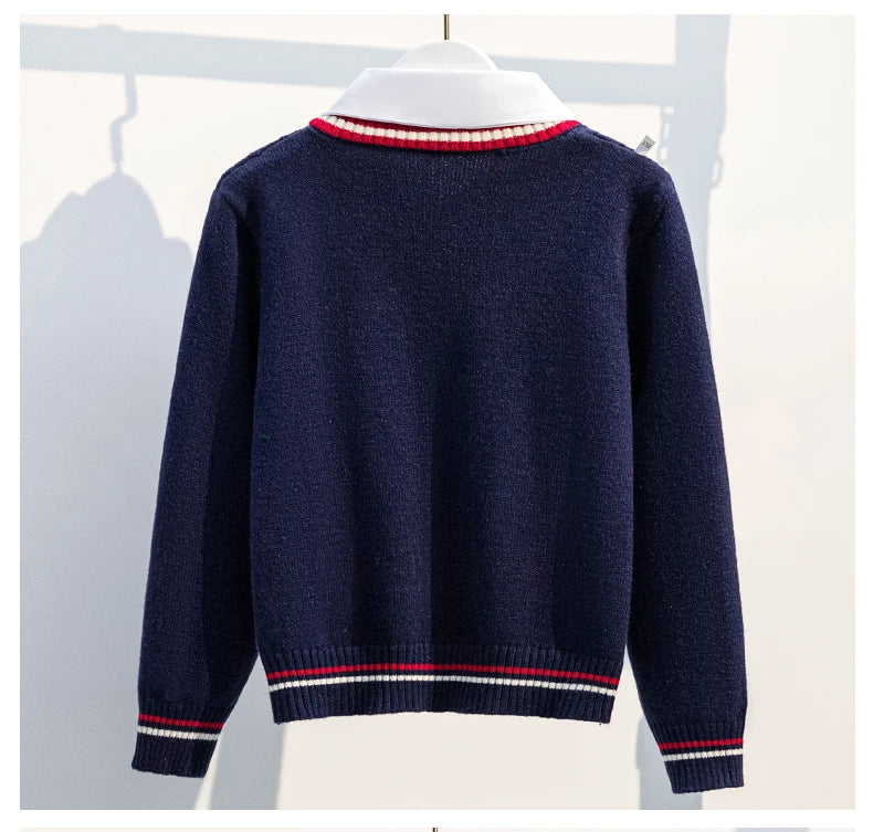 School Uniform for Teens School Uniform for Girls Children Costume Kids Suit Preppy Sweater Skirt Clothes for Girls 12 13 14