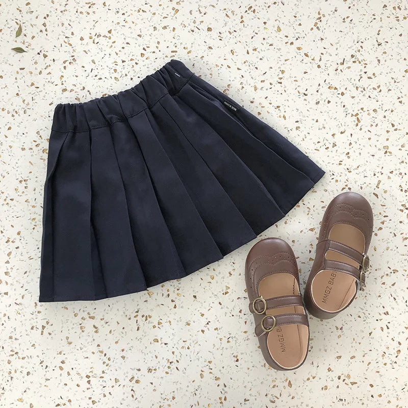 School Uniform Girls Sundress Children White Long Sleeve Blouse+sleeveless Dress 2 Piece Sets Baby Top Skirts Suit Kids Dresses