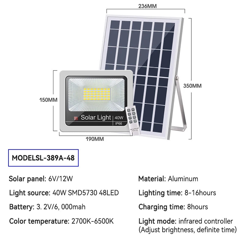 SOFEINA Solar Flood Light Street Lamp With Remote Control Waterproof IP65 LED Outdoor Light Highlight For Garden Balcony