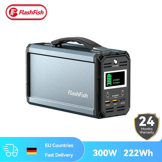 Flashfish Power Station 300W Portable AC Outlet 222Wh Solar Generator Energy Station Backup Power for Outdoor Camping RV Home