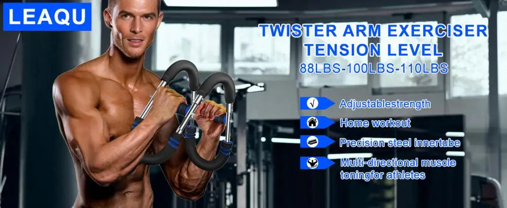 65*17.5cm Twister Arm Exerciser With Foam Handle 40-50kg Adjustable Chest Workout Bar Forearm Triceps Muscle Fitness Equipment