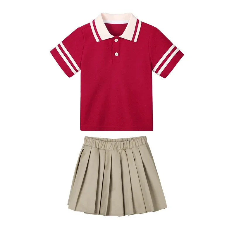 School Uniform T-shirt Short-sleeved Children's Sportswear Class Suits New Summer Three-piece Set Kindergarten Clothing