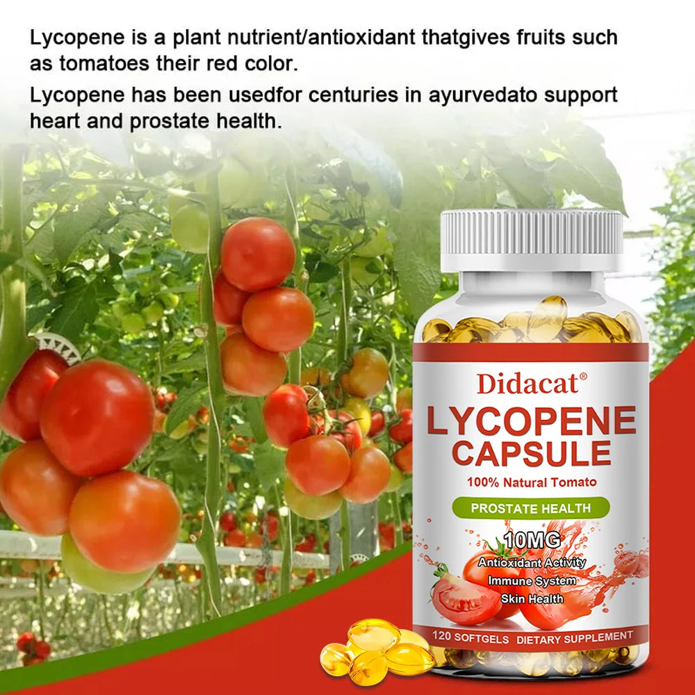 Lycopene Capsules - Prostate Health, Urinary Tract Health, Enhance Immunity,Tomato Extract,Gluten-Free - MediaEclat.store