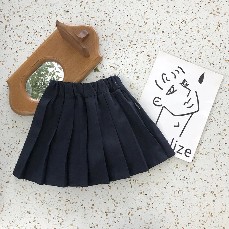 School Uniform Girls Sundress Children White Long Sleeve Blouse+sleeveless Dress 2 Piece Sets Baby Top Skirts Suit Kids Dresses