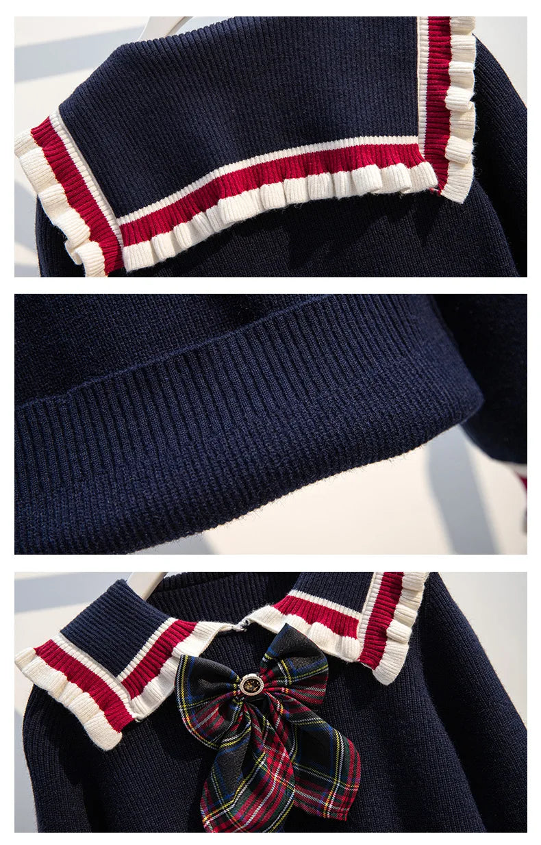 School Uniform for Teens School Uniform for Girls Children Costume Kids Suit Preppy Sweater Skirt Clothes for Girls 12 13 14