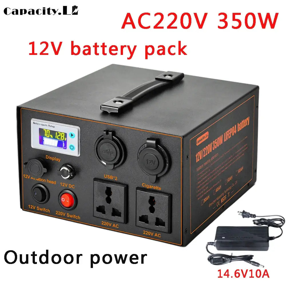 Portable Generator 12v Lifepo4 Battery 30ah 50ah Inverter 500w  Power Station AC220v Lithium Battery Pack Solar Outdoor Energy